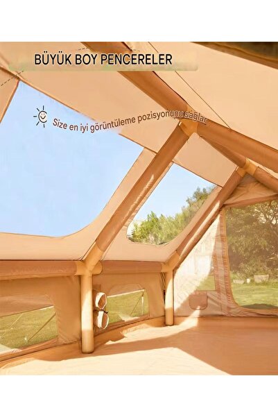 Havana 12 Kişilik ŞİŞME Plaj Kamp Tatil Çadırı Oxford Kumaşlı Pompalı Büyük Çadır