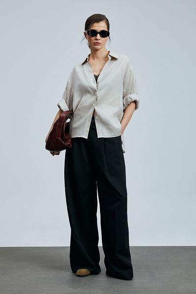 Lufian Beige Women's Linen Shirt Juturna