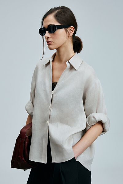 Lufian Beige Women's Linen Shirt Juturna