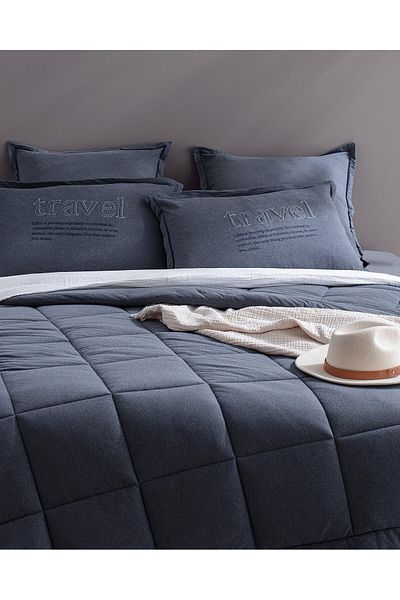 Madame Coco Bobigny Supersoft Doppel-Bettdecken-Set – Indigo