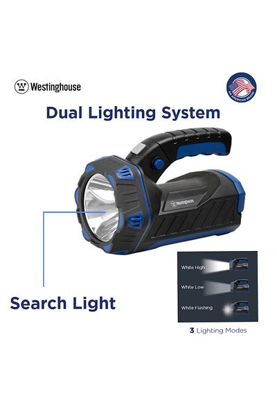 Westinghouse WF227 Rechargeable Search Light, 10W LED & Dual Color SMD, 7 Lighting Modes, 1000Lm Bri