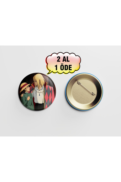 Akumastik Studio Ghibli Howl'un yürüyen şatosu 1 adet 44mm buton rozet- Anime...