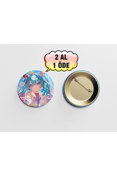 Akumastik Hatsune Miku 1 adet 44mm buton rozet- Anime rozet