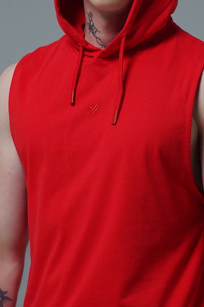 George Phoenix Pure Comfort - Red Relaxed Fit Hooded Men's Sports Tank Top