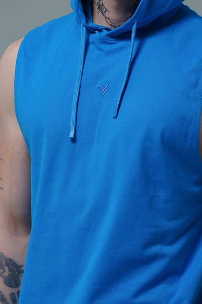 George Phoenix Pure Comfort - Blue Relaxed Fit Hooded Men's Sports Tank Top