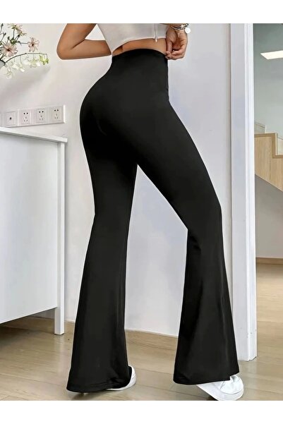 Butik Women's High Waist Leg-Widening Side Slit Diving Pants