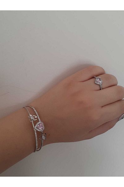 bijoux uniques Steel Adjustable Heart&Butterfly Bracelet&Ring Set