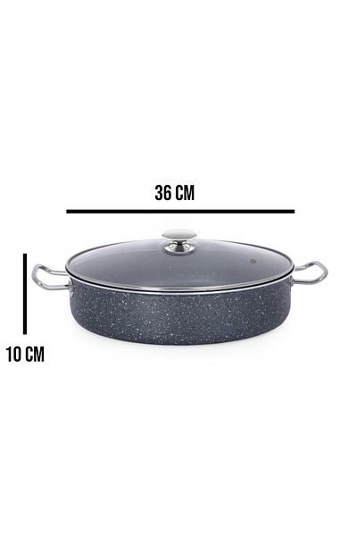 FİTHOME Industrial Type Granite Casting Large Size Workplace Restaurant Can Enter The Oven Rice Pot 34-36-38-40 CM