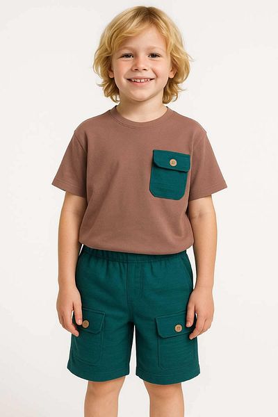 krm kerem bebe Summer Boy's Suit with Pocket Detail