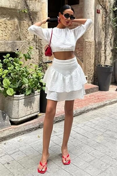 Lijuri Комплект з блузою та багатошаровою спідницею 10207