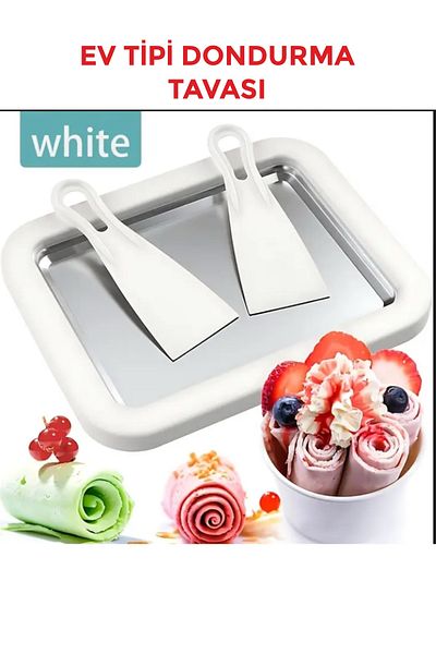 Şahika Kristal cama atılan imza (with 2 Spatulas) Ice Cream Pan Korean Style Roller Household Yogurt Bowl Ice Cream Machine Multifunctional