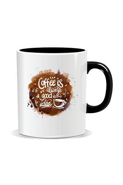 OEM Personalized coffee mug, Coffee is always a good idea - Black interior