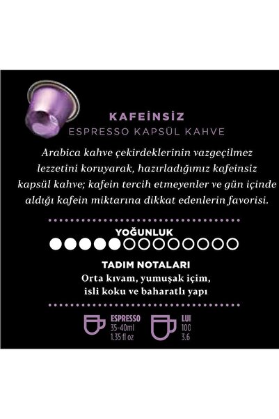 Kahve Dünyası Kafeinsiz Kapsül Kahve 10’lu Kutu | Gece İçimi İçin Hafif ve Dengeli Tat