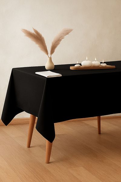 KAMİZ Black Tablecloth Carefree Tablecloth