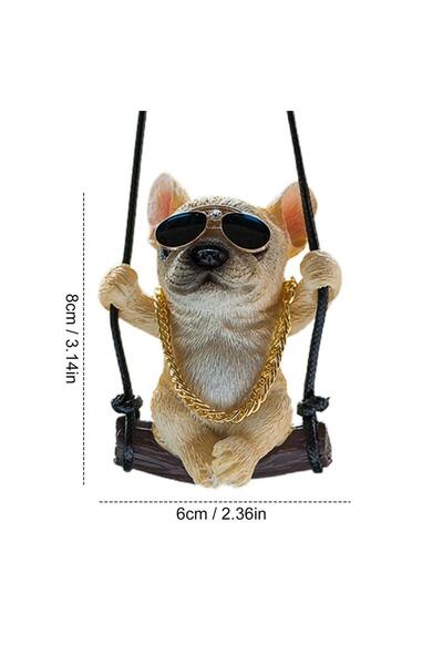 choice2 Yellow Cute Swing Dog Bulldog Model Auto Rearview Mirror Hanging Pend...