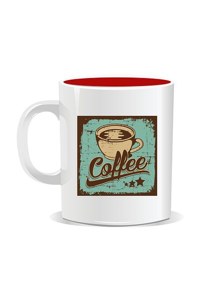 OEM Personalized coffee mug, Retro Coffee - Red interior