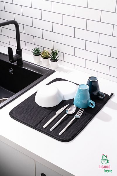 nisanca home Микрофибърна подложка за сушене на съдове, кърпа за сушене на плот, супер абсорбираща стойка за съдове