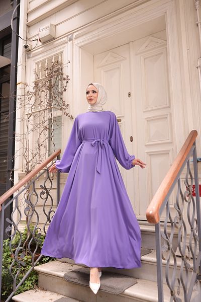 KADEEM Oversize Dress with Elastic Sleeves-Medina silk