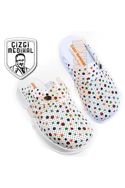 ÇİZGİ MEDİKAL Polka Dot Classic Perforated Sabo Slippers