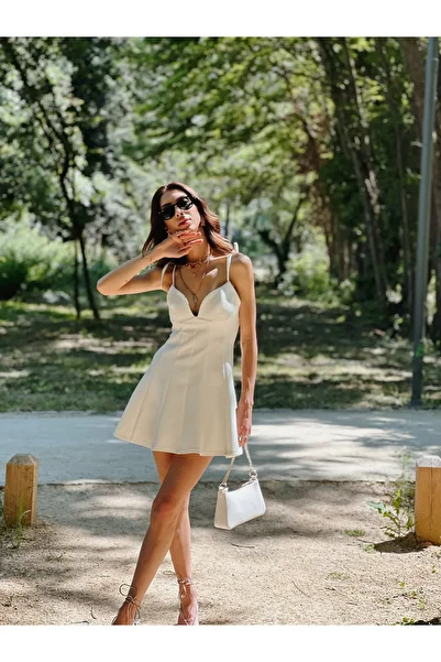 NK Sweetheart Neck Mini White Dress