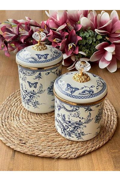 ROSSEV Blue Enamel Jar-15 Cm
