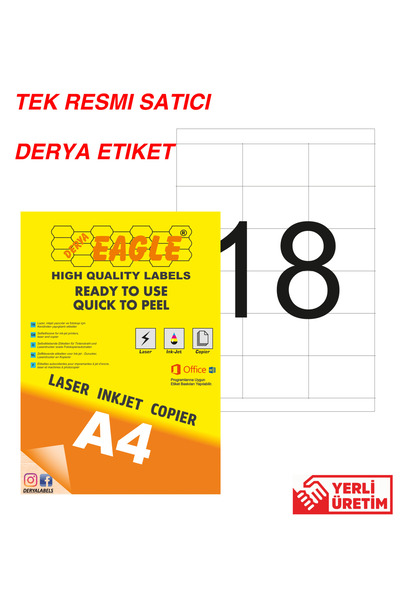Derya Eagle Ac4089 70x45mm Laser/lazer A4 Etichetă autoadezivă