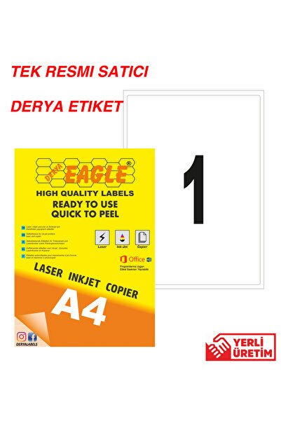 Derya Eagle Ac4001 199,6x289,1mm Etichetă autoadezivă A4 cu laser/lazer