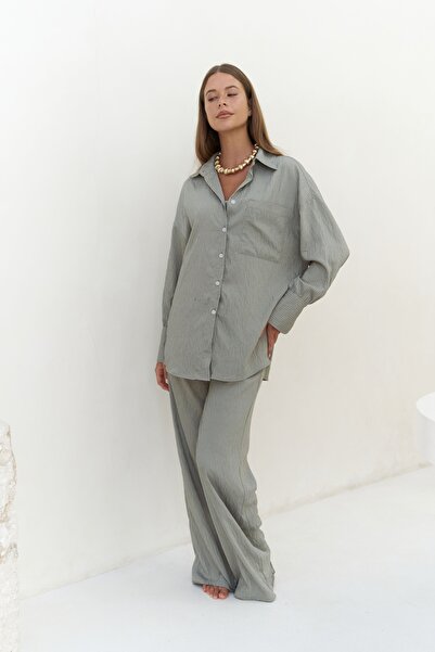 MAI STUDIOS CO. Melia Lace Detail Soft Khaki Triple Set