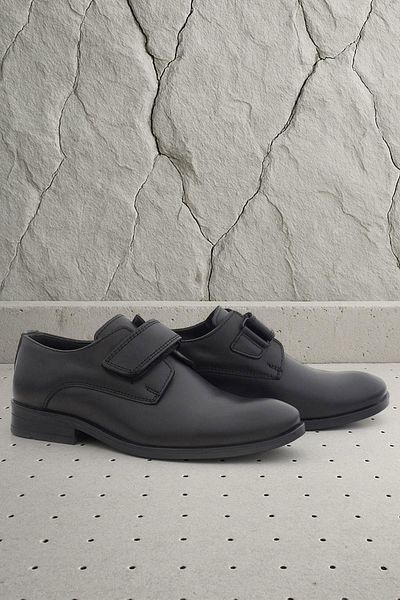 Rakerplus Genuine Leather Black Skin Velcro Oxford Children's Shoes