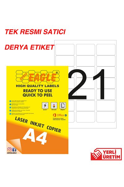 Derya Eagle Ac4010 63.5x38.1mm ليزر/ليزر A4 ملصق ذاتي اللصق