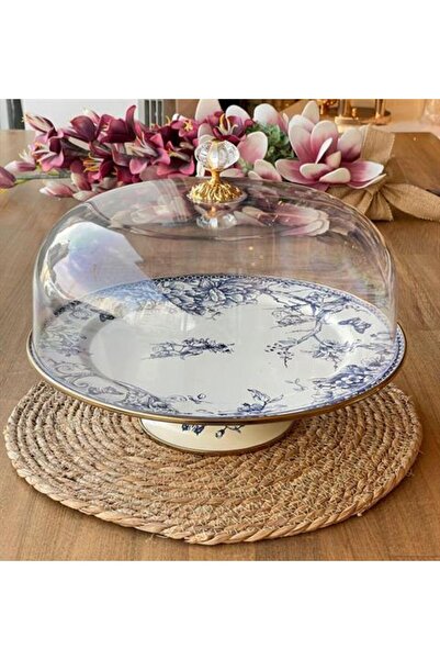 ROSSEV Blue Emaye Kek Fanusu