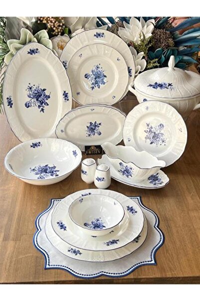 ROY KING Yemek Takımı Blue Garden 62 Parça 12 Kişilik