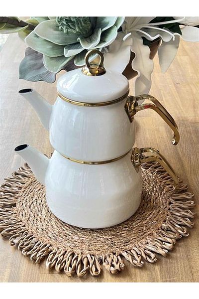 ROSSEV Doroty White Enamel Teapot