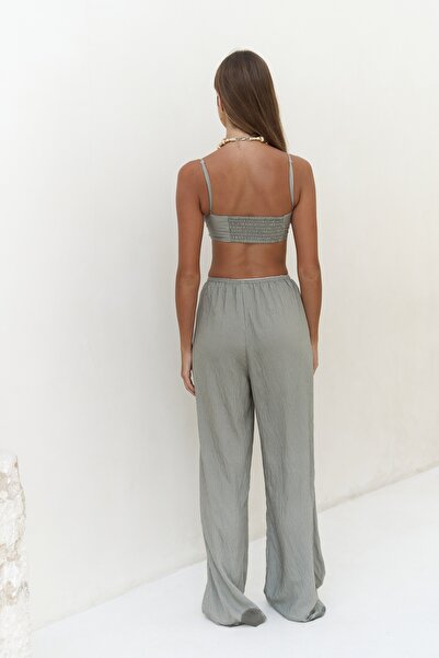 MAI STUDIOS CO. Melia Lace Detail Soft Khaki Triple Set