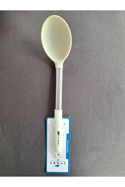 EMPA A V M Ivory Fireproof Non-Stick Steel Serving Spoon with Silicone Tip with Handle