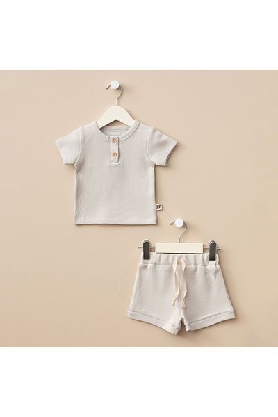 Minimus Baby Girl and Boy Waffle Textured Cotton Shorts Suit Is Both Stylish and Comfortable Choice for Summer Months