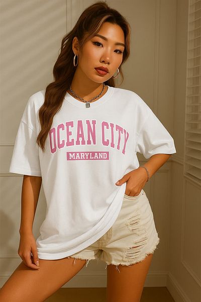 BENROMA 1 προϊόν δώρο για αγορές 6 και άνω Ocean City Printed Oversize Unisex T-shirt