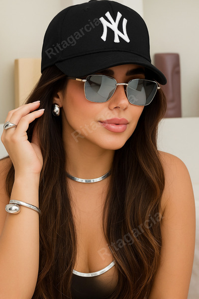 Ritagarcia Unisex Ny Nakışlı Siyah Beyaz Kep Şapka