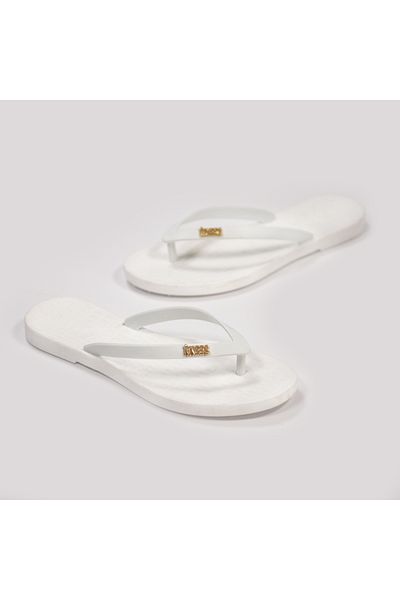 Tkees Women's White Flip Flops Beach Slippers Tk-P202