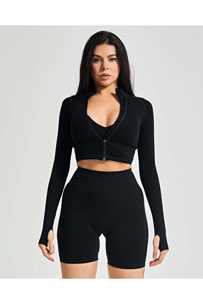 THALISE Shape Zip Ceket - Siyah