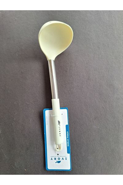EMPA A V M Ivory Fireproof Non-Stick Steel Handle Silicone Tip Ladle