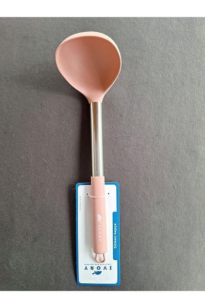 EMPA A V M Ivory Fireproof Non-Stick Steel Handle Silicone Tip Ladle