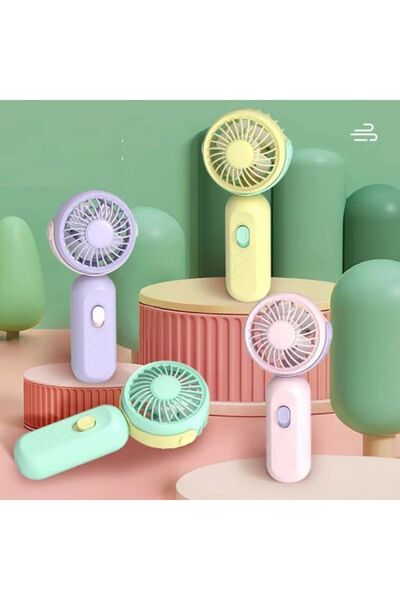 Paras Ticaret Mint Yeşili El Fanı Pilli El Vantilatörü Serinletici Fan (1 ADET) (EBAT: 6,5 CM X 6 CM) Piller Dahil