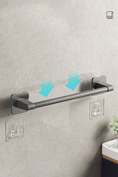 TEMBAY Siyah Renk Paslanmaz Yapışkanlı Havluluk, Havlu Askısı ,havlu Tutucu ,terlik Askısı