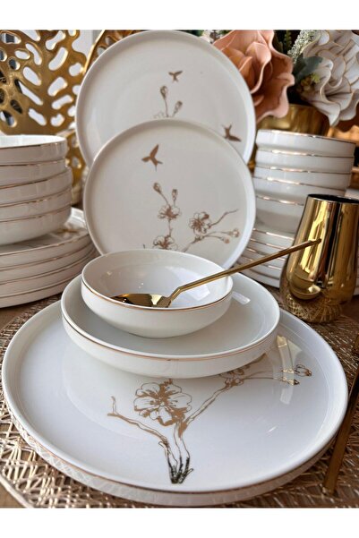 ROSSEV Yemek Takımı Modern Cherry 24 Parça 6 Kişilik