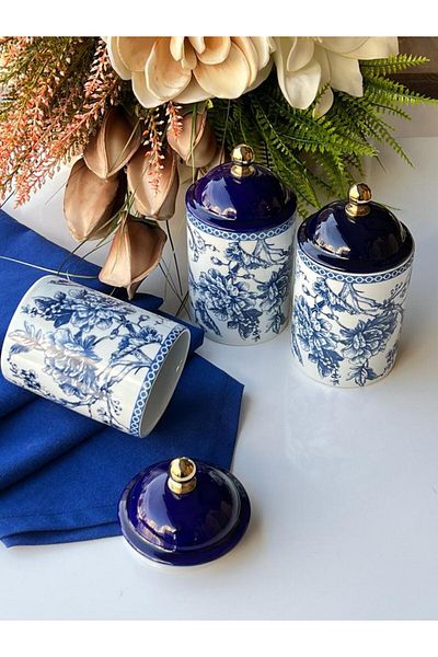 ROSSEV Blue Porcelain Spice Set of 3