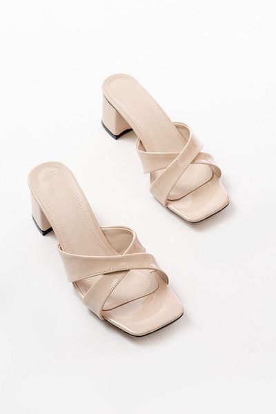 marinarosse Women's Dionis Beige Patent Leather Heeled Slippers