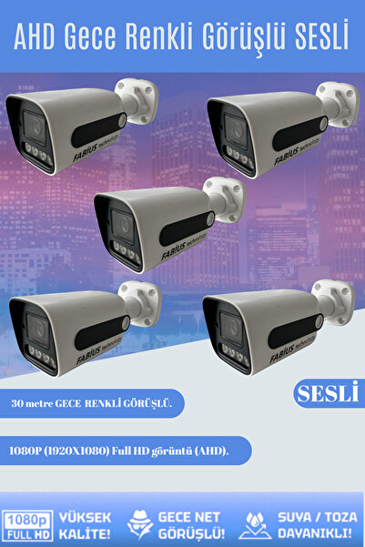Fabius Gece Renkli Görüşlü Beşli Güvenlik Kamerası