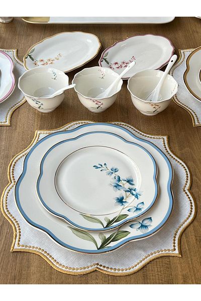ROSSEV Breakfast Set Roses 55 Pieces for 6 People