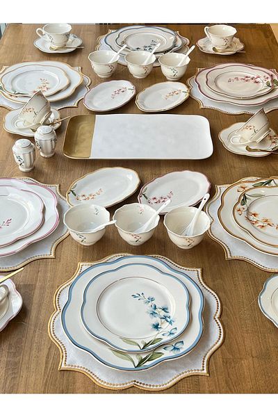 ROSSEV Breakfast Set Roses 55 Pieces for 6 People